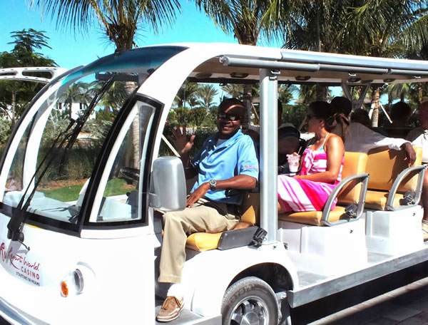Free Tram at Resorts World Bimini Bimini Bahamas Tram to Resorts World Photo by Jay Taylor